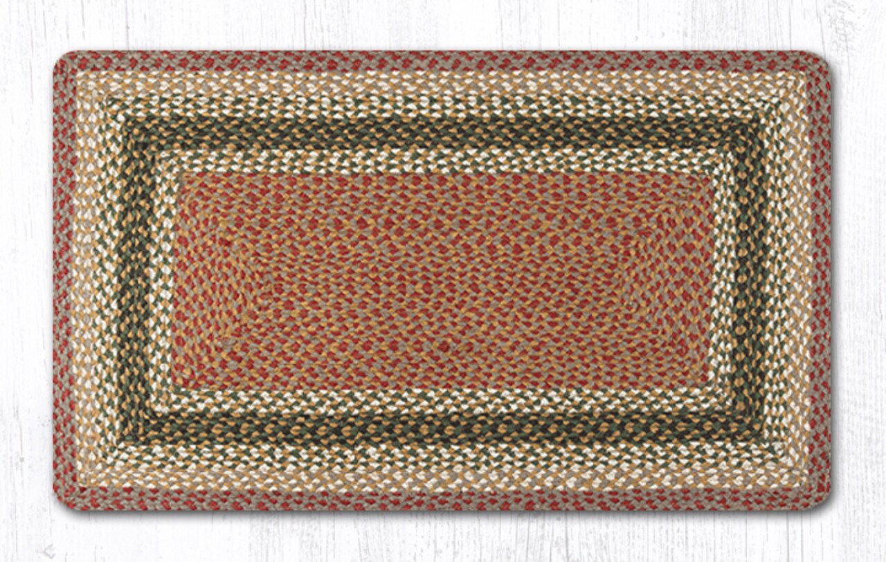 Earth Rugs RC-24 Olive / Burgundy / Gray Oblong Braided Rug 27 Inch X 45 Inch